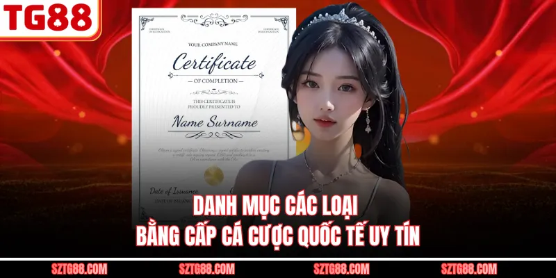 Danh mục các loại bằng cấp cá cược quốc tế uy tín